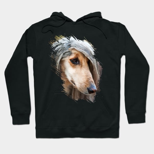 Afghan Hound Portrait Hoodie by Nartissima